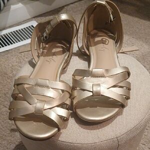 Wonderly Metallic Gold Strappy Ankle Sandals
